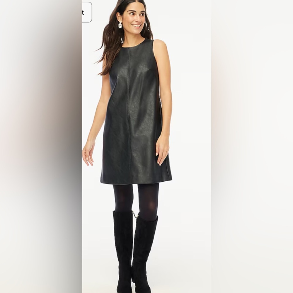 J Crew Factory Faux Leather Shift Dress 16